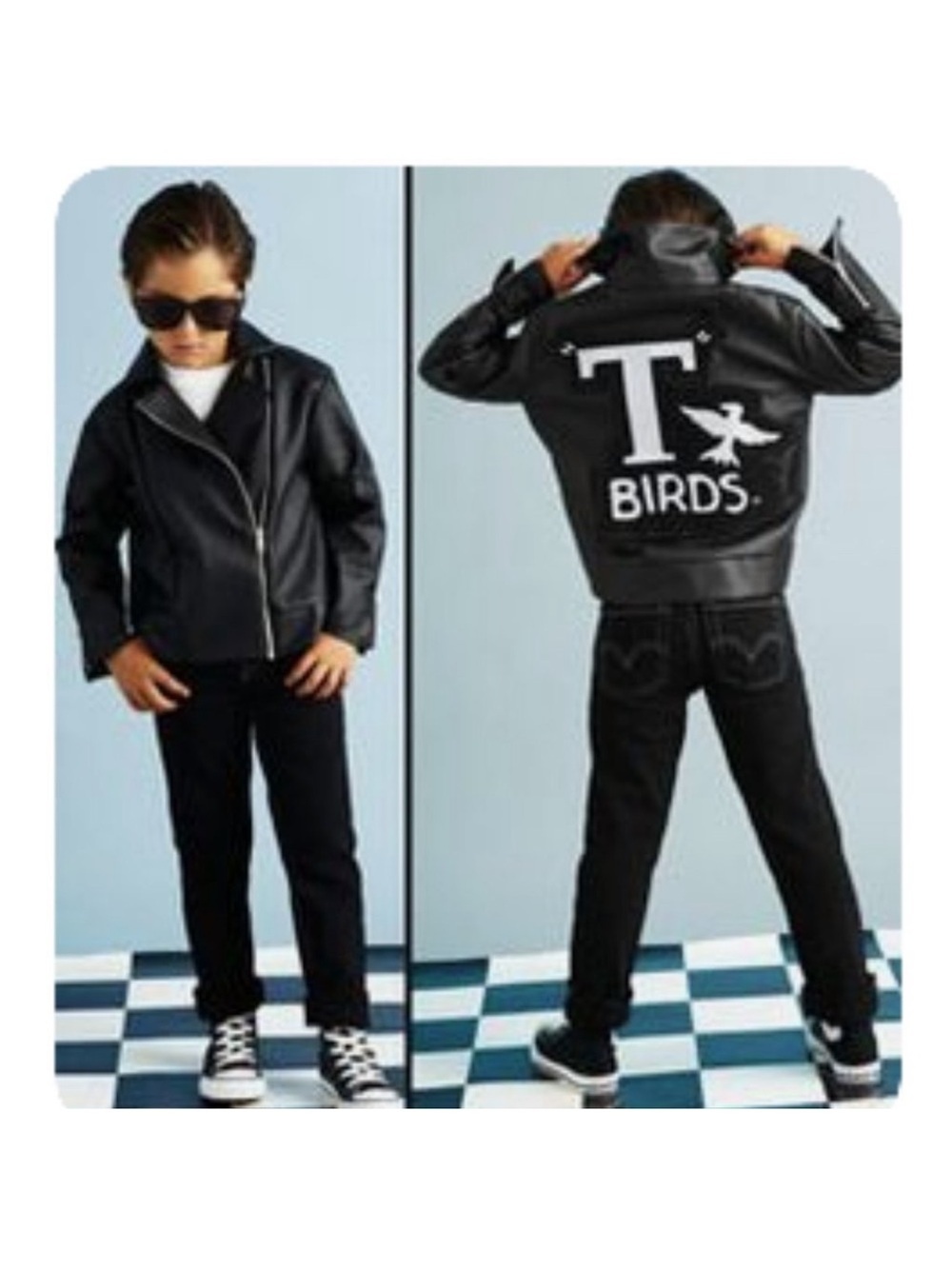 Grease T- birds black faux leather costume jacket size 12